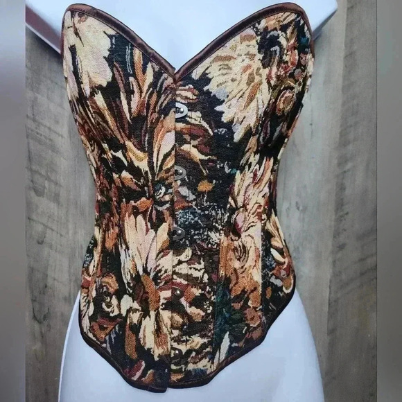 Monet oil painting Inspired Corset with Hooks, Body Sculpting Fishbone Structure - Picture 1 of 9